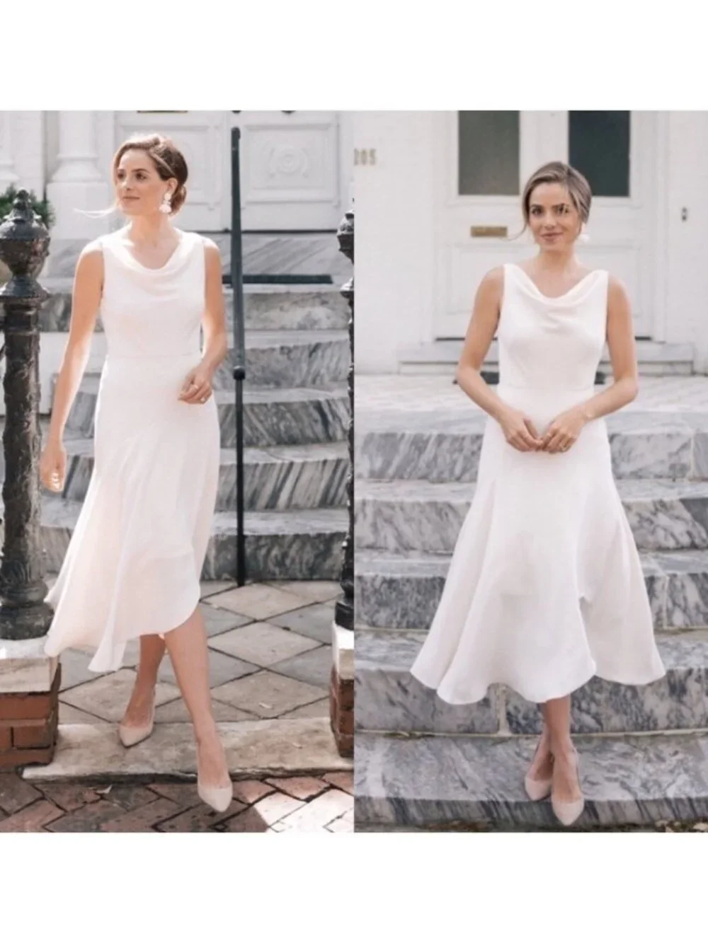 GAL MEETS GLAM Women’s Juliet Ruffled Hi Low Dress Ivory Size 6